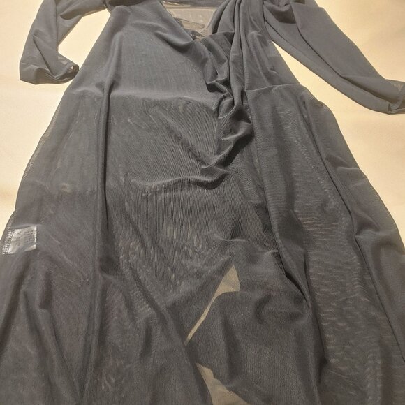 Robe Size Small S Abolllria Womens Lace Trim Sheer Black Long Sleeve Cardigan - Picture 2 of 9